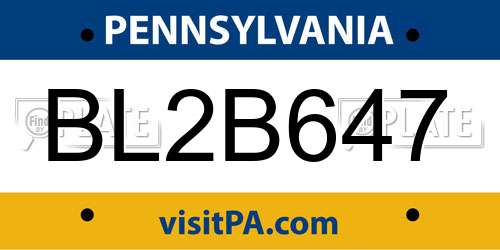 BL2B647 Pennsylvania License Plate