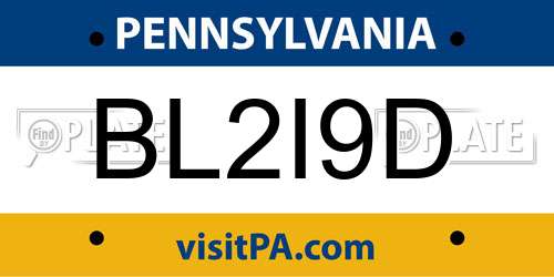 BL2I9D Pennsylvania License Plate