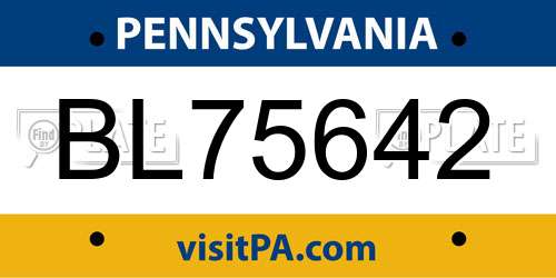 BL75642 Pennsylvania License Plate