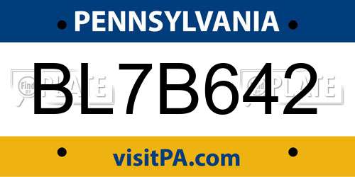 BL7B642 Pennsylvania License Plate