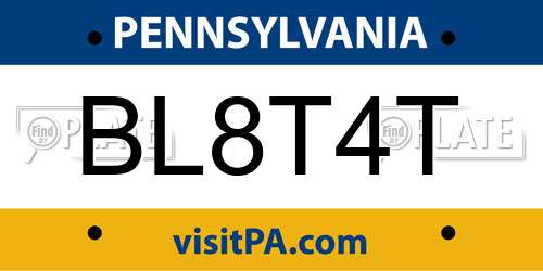 BL8T4T Pennsylvania License Plate