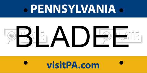 BLADEE Pennsylvania License Plate