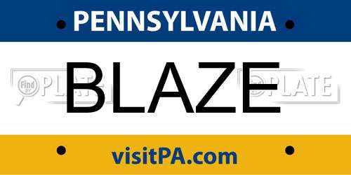 BLAZE Pennsylvania License Plate
