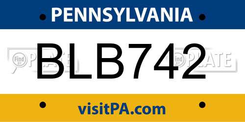 BLB742 Pennsylvania License Plate