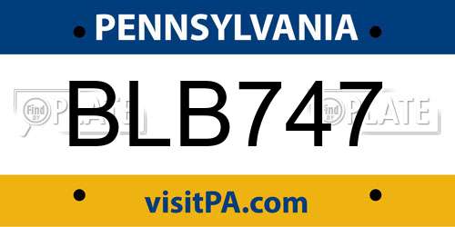 BLB747 Pennsylvania License Plate