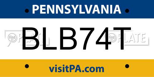 BLB74T Pennsylvania License Plate