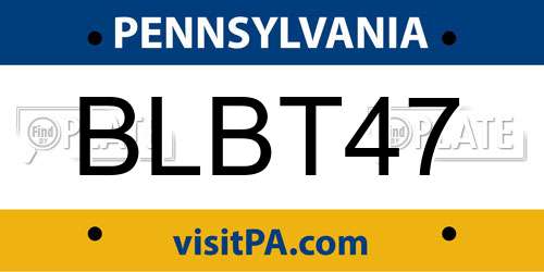 BLBT47 Pennsylvania License Plate