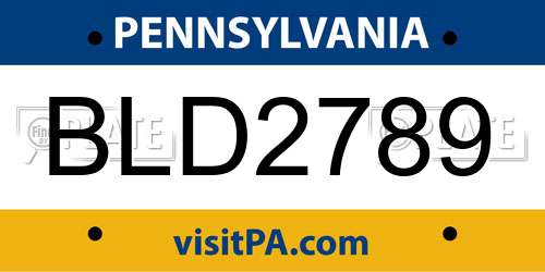 BLD2789 Pennsylvania License Plate