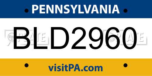 BLD2960 Pennsylvania License Plate