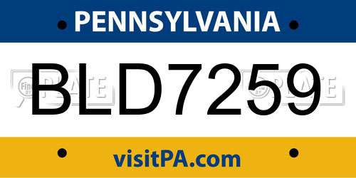 BLD7259 Pennsylvania License Plate