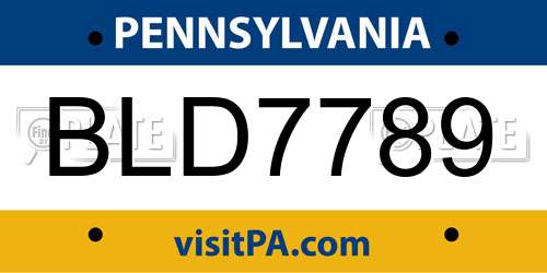 BLD7789 Pennsylvania License Plate