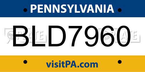 BLD7960 Pennsylvania License Plate