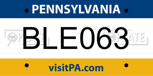 BLE063 Pennsylvania License Plate