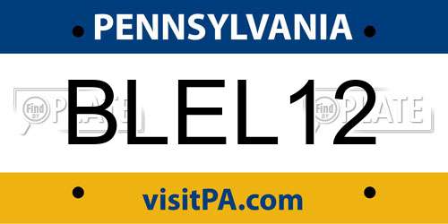 BLEL12 Pennsylvania License Plate