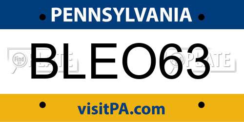 BLEO63 Pennsylvania License Plate