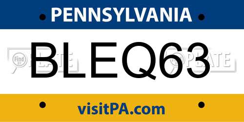 BLEQ63 Pennsylvania License Plate