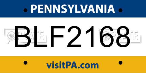 BLF2168 Pennsylvania License Plate