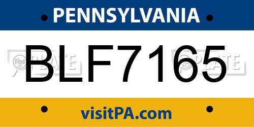 BLF7165 Pennsylvania License Plate