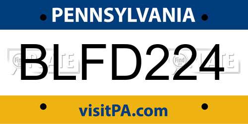 BLFD224 Pennsylvania License Plate