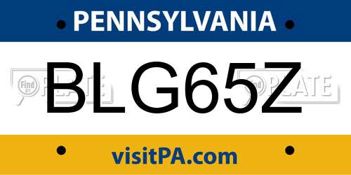 BLG65Z Pennsylvania License Plate