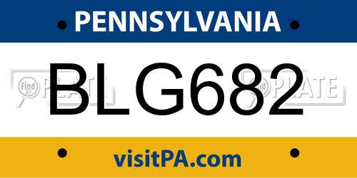 BLG682 Pennsylvania License Plate