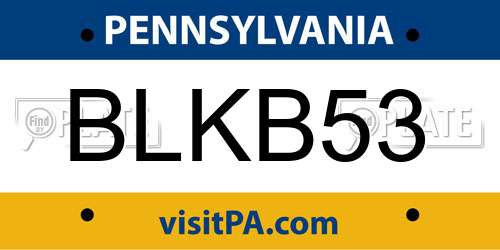 BLKB53 Pennsylvania License Plate