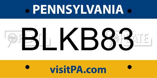 BLKB83 Pennsylvania License Plate