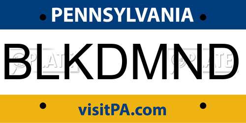 BLKDMND Pennsylvania License Plate