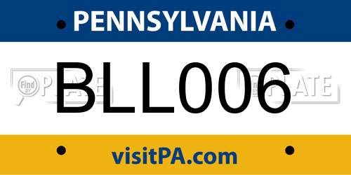 BLL006 Pennsylvania License Plate