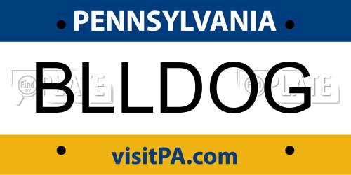 BLLDOG Pennsylvania License Plate