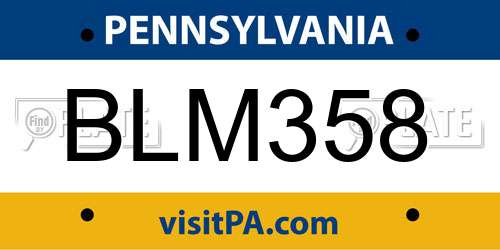 BLM358 Pennsylvania License Plate