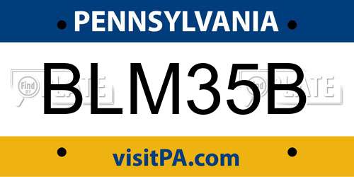BLM35B Pennsylvania License Plate