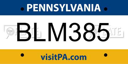 BLM385 Pennsylvania License Plate