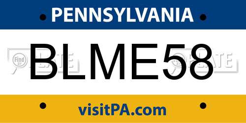 BLME58 Pennsylvania License Plate