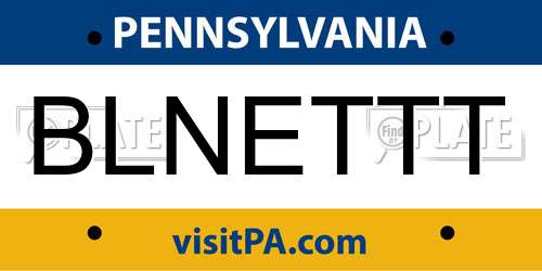 BLNETTT Pennsylvania License Plate