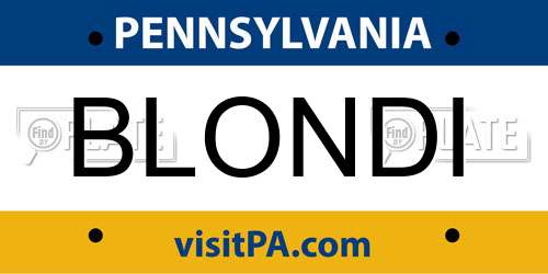 BLONDI Pennsylvania License Plate