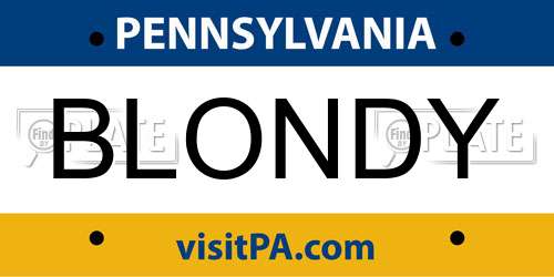 BLONDY Pennsylvania License Plate