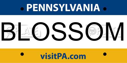 BLOSSOM Pennsylvania License Plate