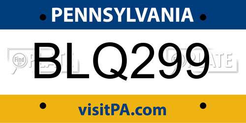 BLQ299 Pennsylvania License Plate
