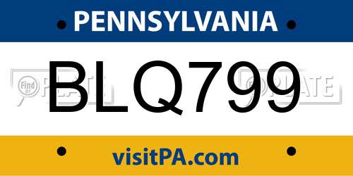 BLQ799 Pennsylvania License Plate