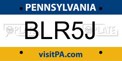 BLR5J Pennsylvania License Plate