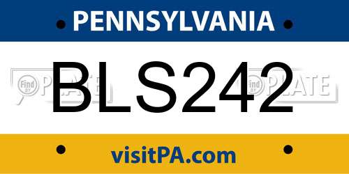 BLS242 Pennsylvania License Plate
