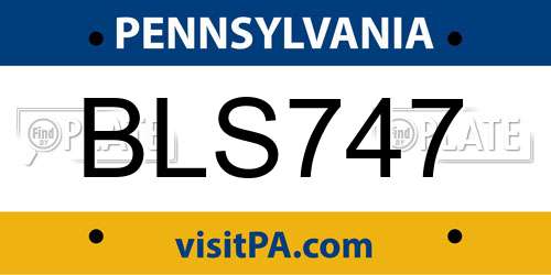 BLS747 Pennsylvania License Plate