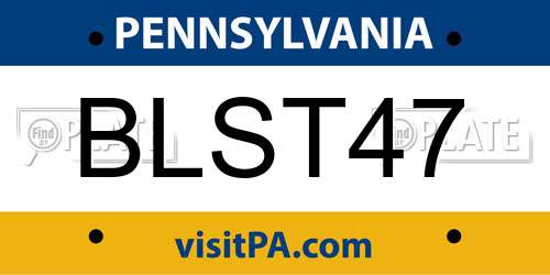 BLST47 Pennsylvania License Plate