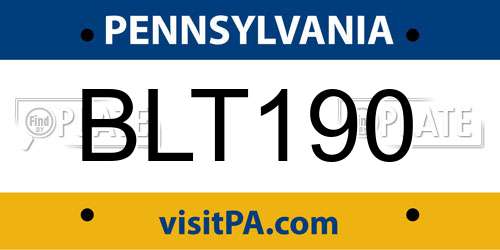 BLT190 Pennsylvania License Plate