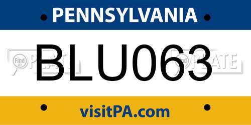 BLU063 Pennsylvania License Plate