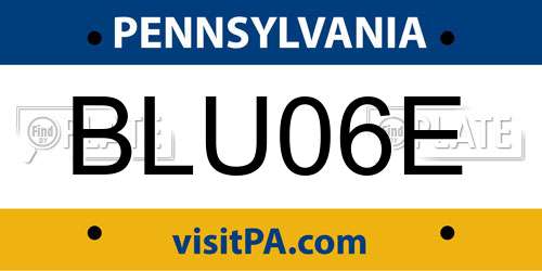 BLU06E Pennsylvania License Plate