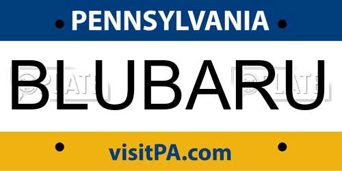 BLUBARU Pennsylvania License Plate