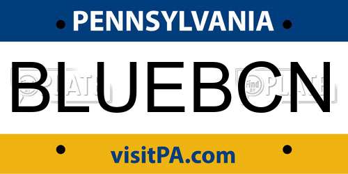 BLUEBCN Pennsylvania License Plate
