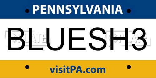 BLUESH3 Pennsylvania License Plate